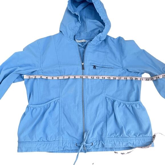 Tommy Hilfiger Women’s Blue Hooded Utility Jacket Drawstring Zip Front Size M - Picture 4 of 9